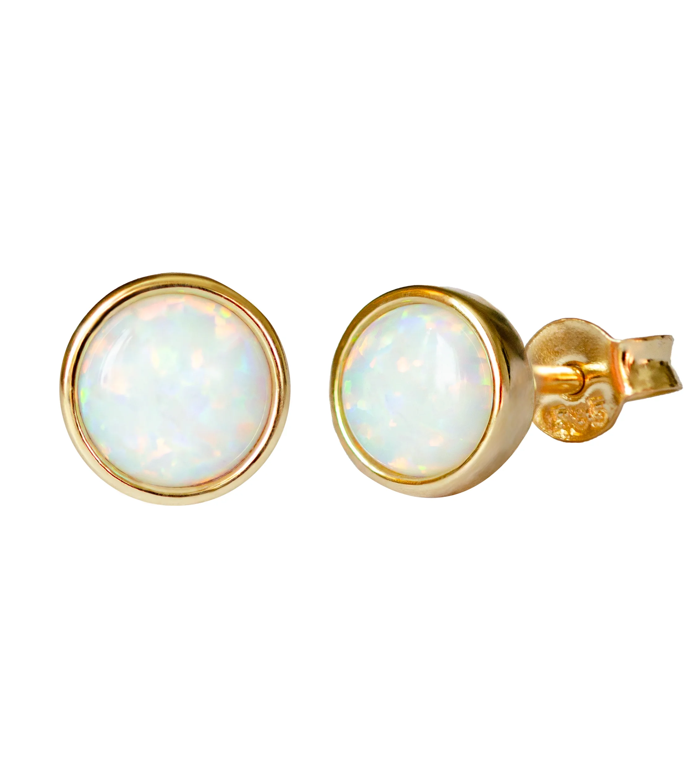 Złote kolczyki 585 sztyft z opalem