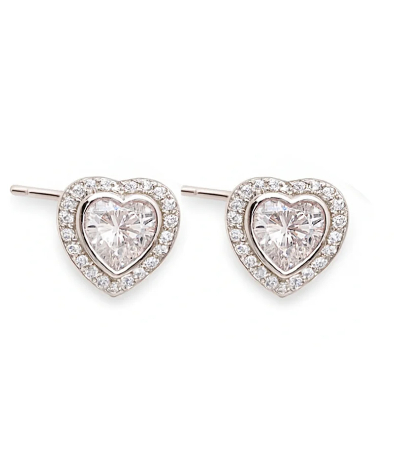 Kolczyki srebrne serduszka sztyft z kamieniami