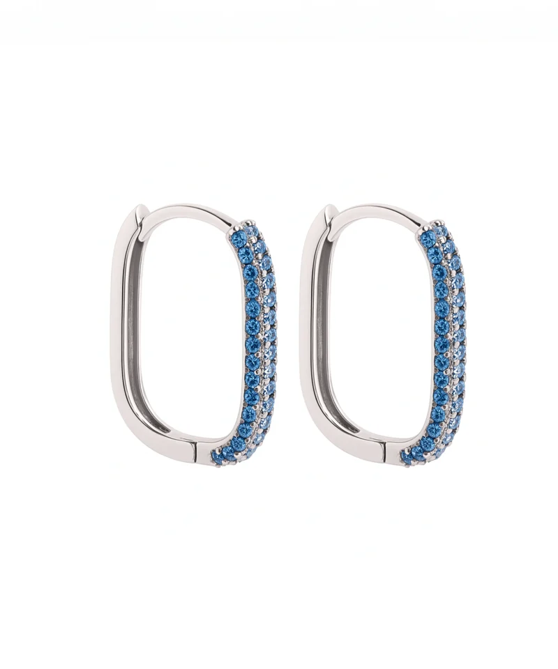 Srebrne kolczyki niebieskie cyrkonie