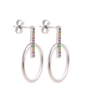 Kolczyki wiszące srebrne z cyrkoniami kolorowymi