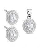 Komplet biżuterii srebrnej z cyrkoniami - bogaty komplet owal