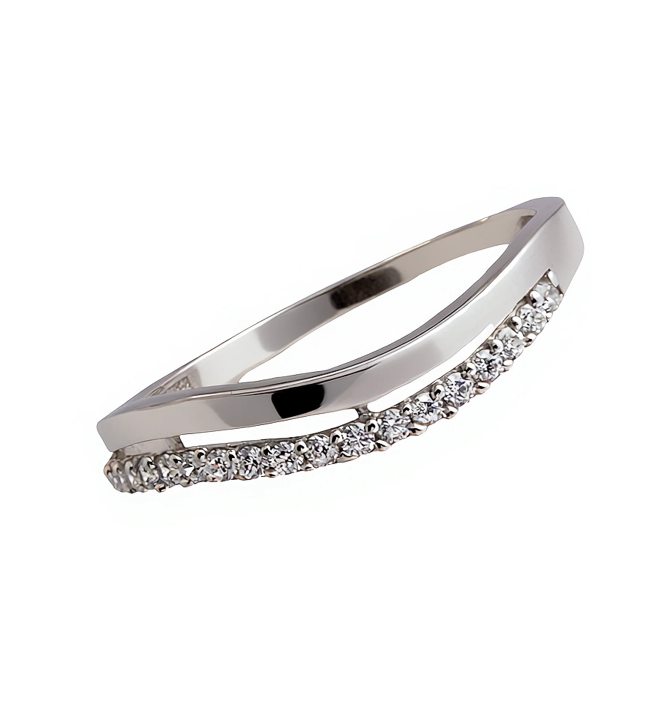 Złoty pierścionek 585 białe złoto delikatny