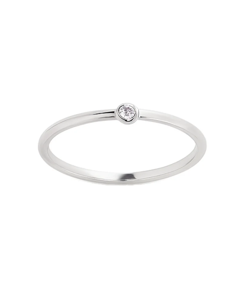 pierścionek z cyrkonią cienki, srebrny