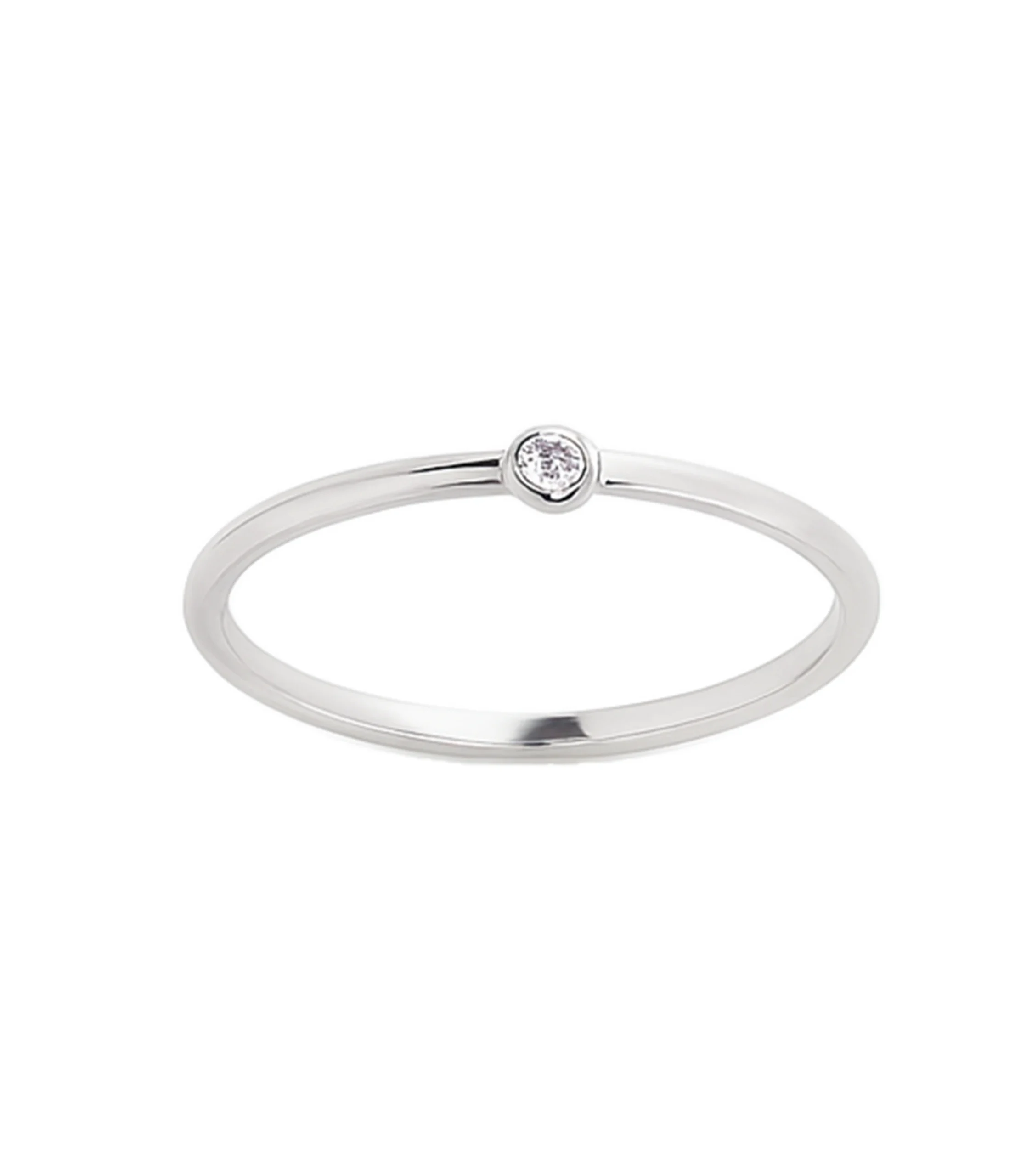 pierścionek z cyrkonią cienki, srebrny