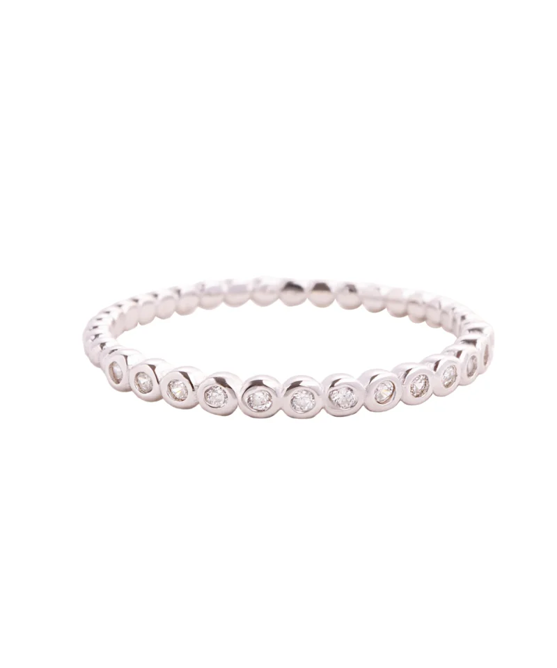 Srebrny pierścionek z kuleczek z cyrkoniami