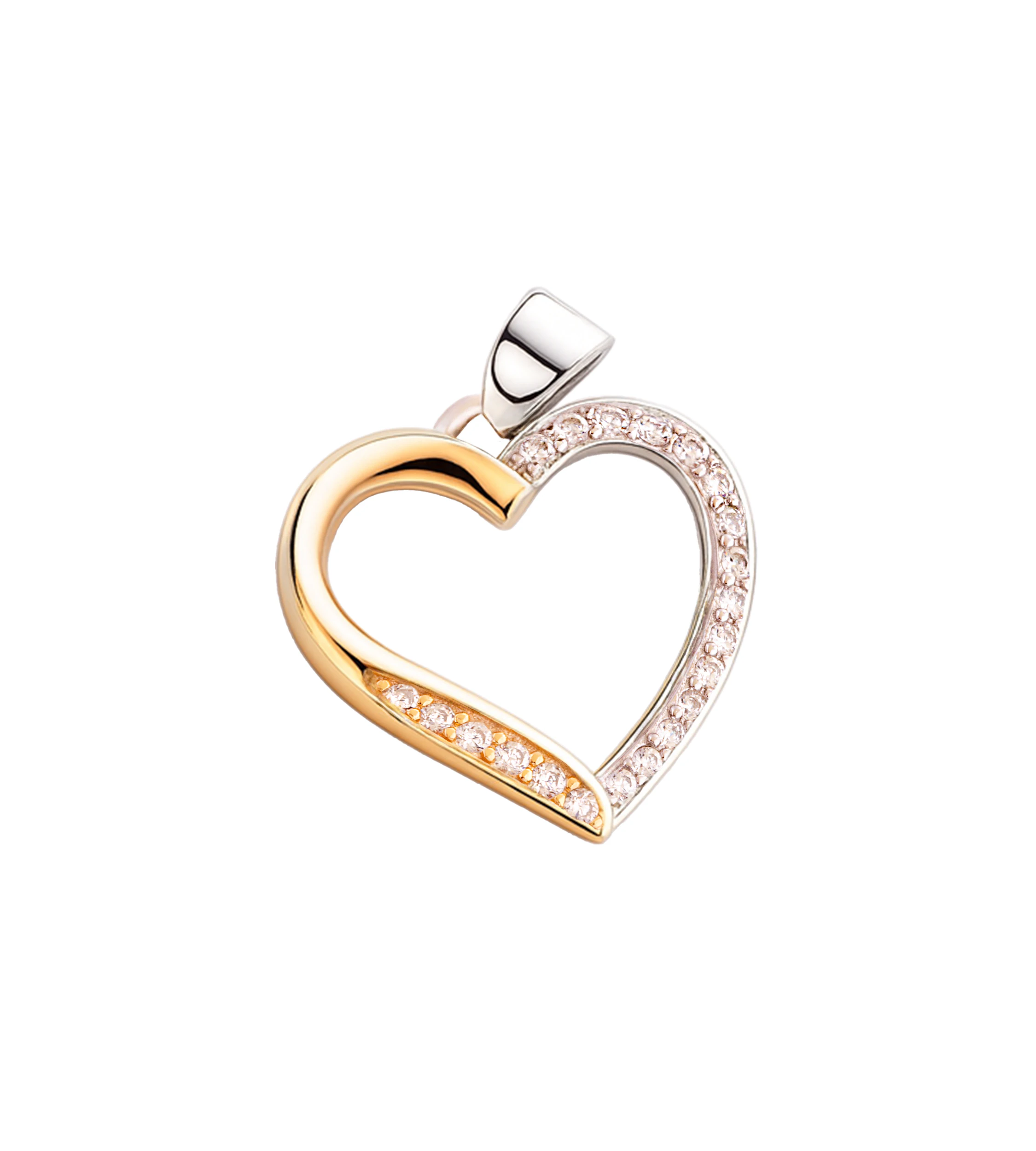 Pozłacana zawieszka serduszko - srebrny wisiorek