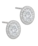 Srebrne kolczyki z dużą cyrkonią - markizy z małymi cyrkoniami