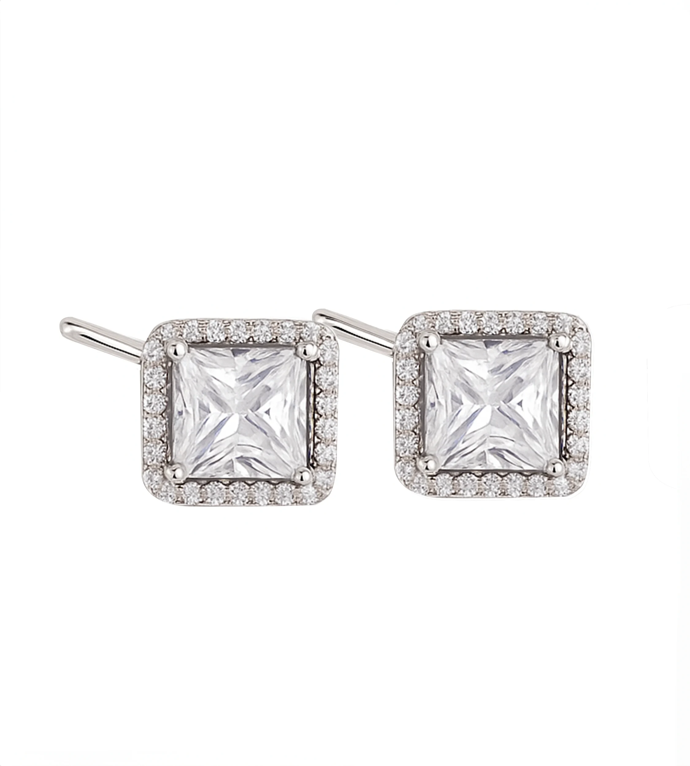 Kolczyki srebrne z kwadratową cyrkonią
