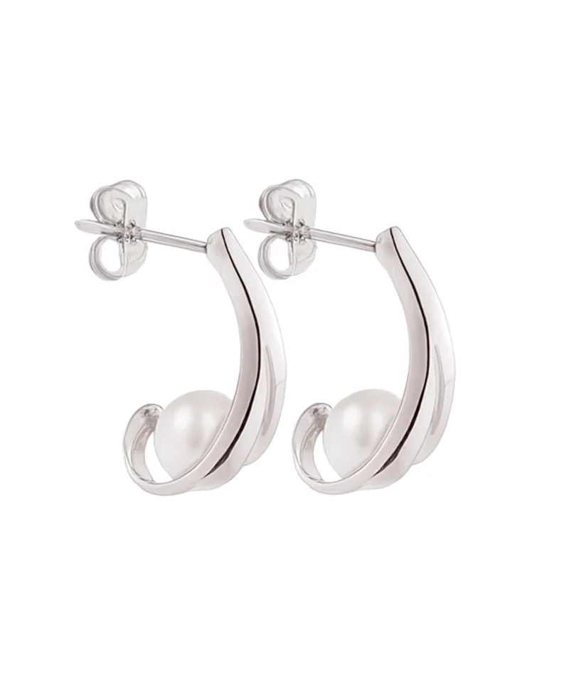 Srebrne kolczyki z perłą - długie srebrne wiszące kolczyki