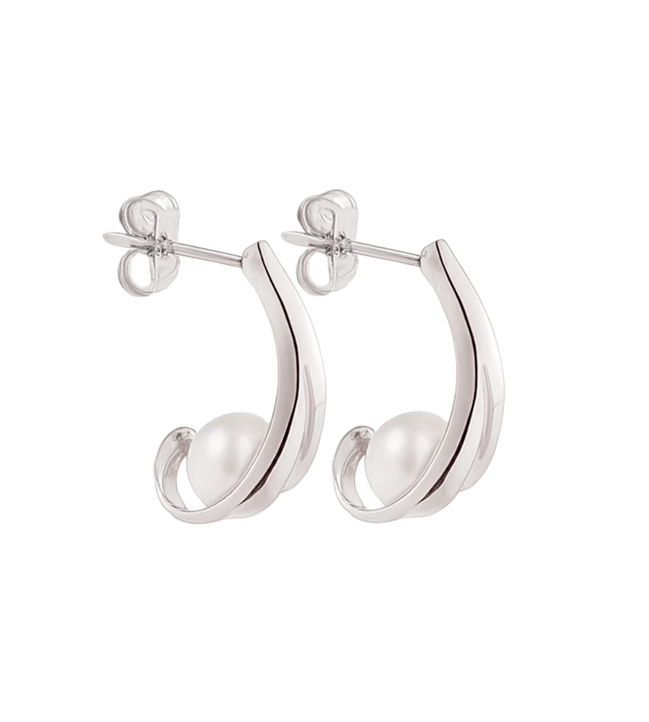 Srebrne kolczyki z perłą - długie srebrne wiszące kolczyki