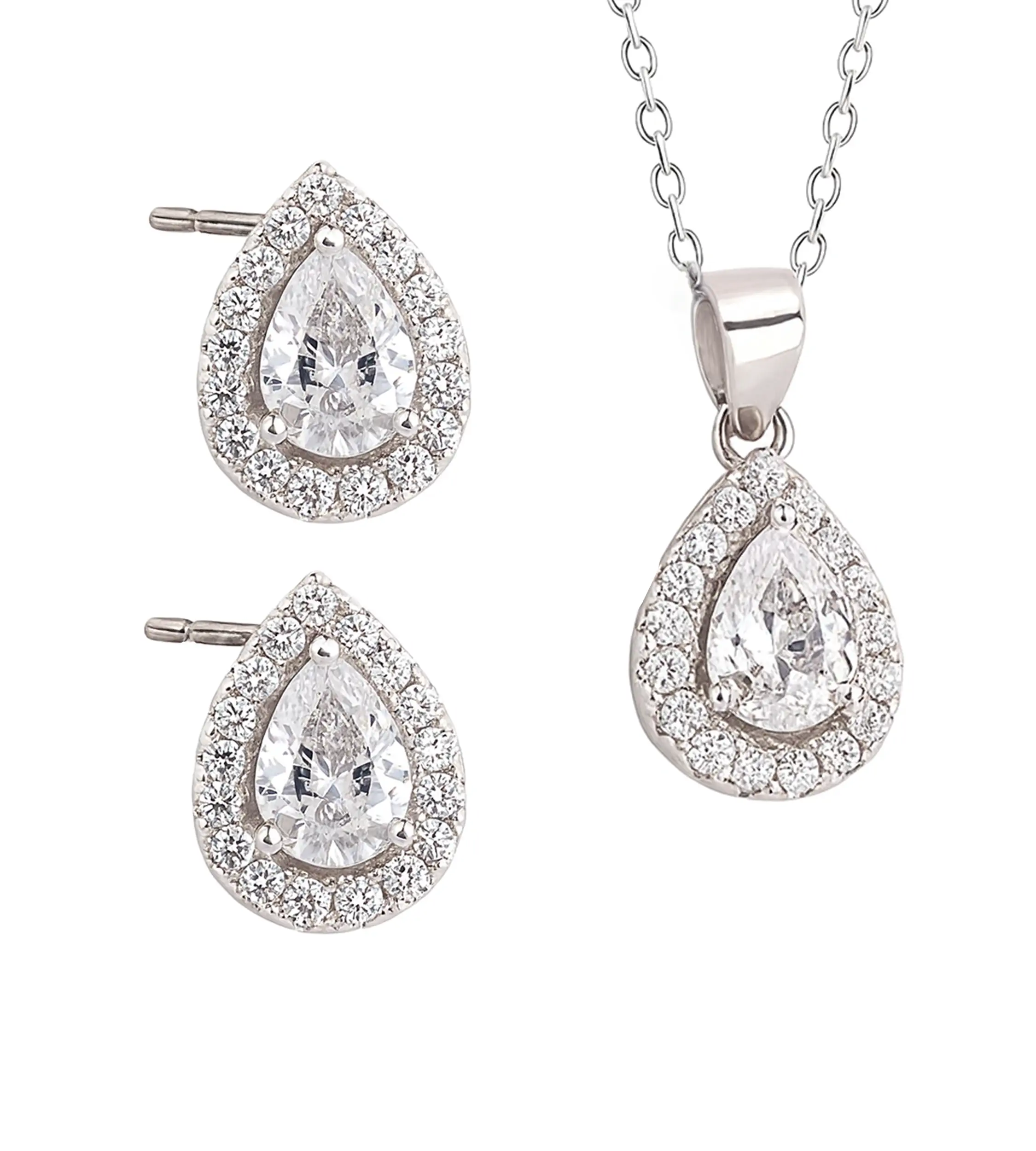 Srebrny komplet biżuterii kropla z kamieniem