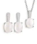 Srebrny komplet biżuterii z kamieniem naturalnym