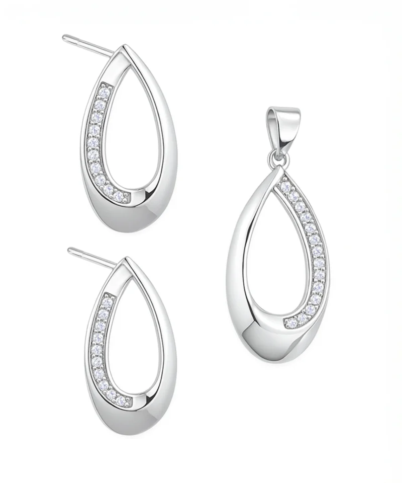 Srebrny komplet bizuterii z cyrkoniami