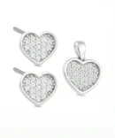 Srebrny komplet kolczyki i zawieszka w kształcie serca z kamieniami