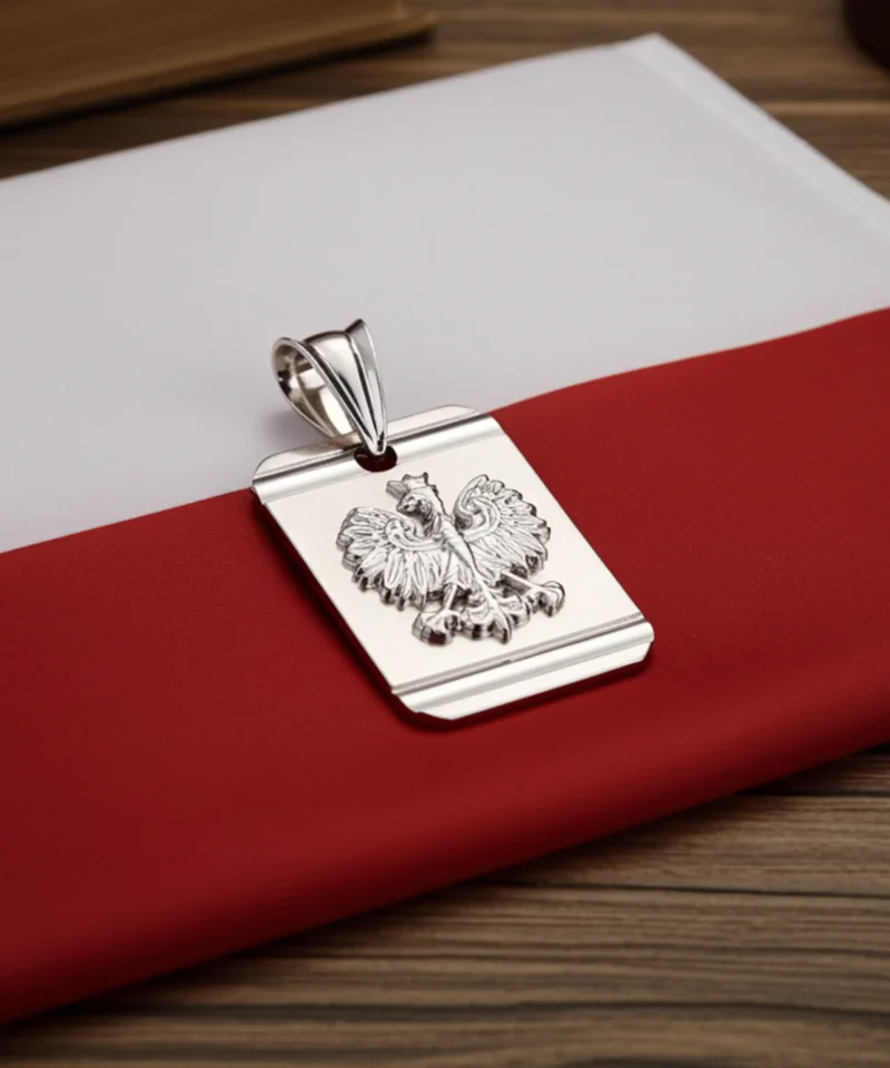 Srebrna zawieszka godło polski - patriotyczny wisiorek meski