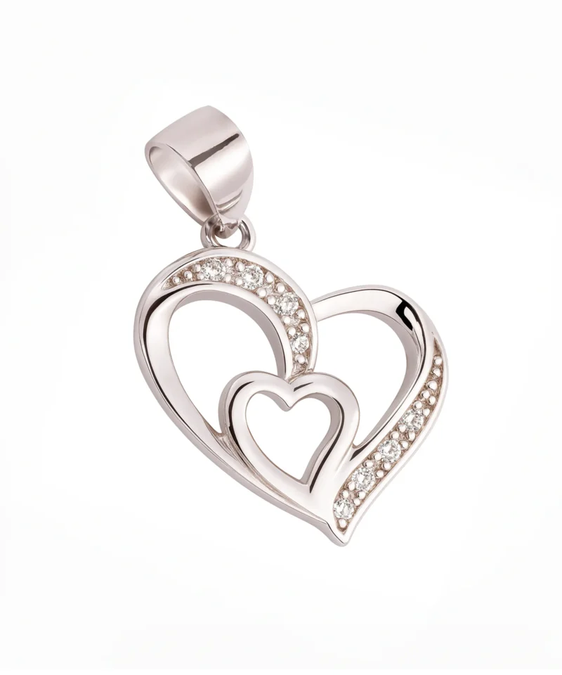 Srebrna zawieszka serce podwójne 925