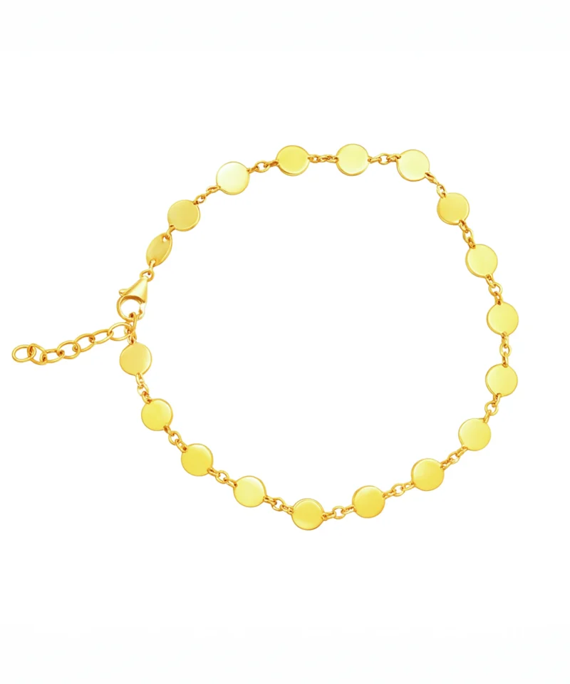 Złota bransoletka z blaszek - bransoletka z blaszek okrągłych 585