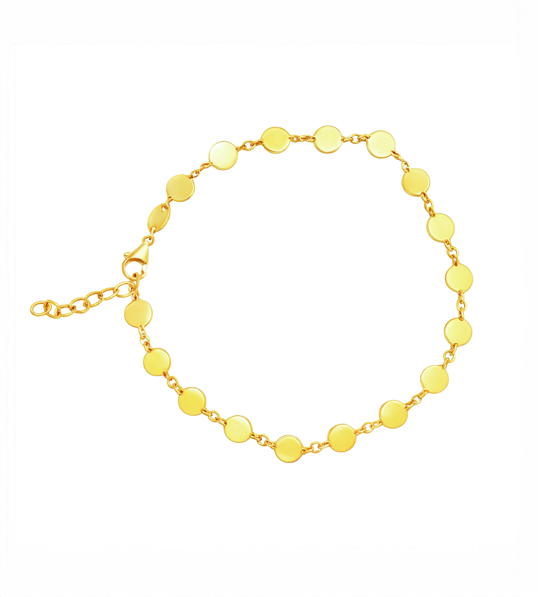 Złota bransoletka z blaszek - bransoletka z blaszek okrągłych 585