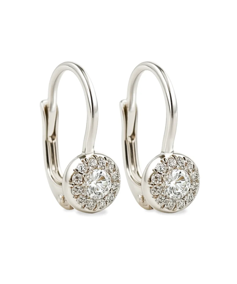 Kolczyki z białego złota 585 z cyrkoniami