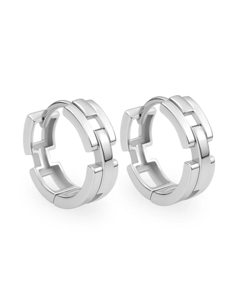 kolczyki kółeczka z białego złota - kolczyki łańcuszkowe