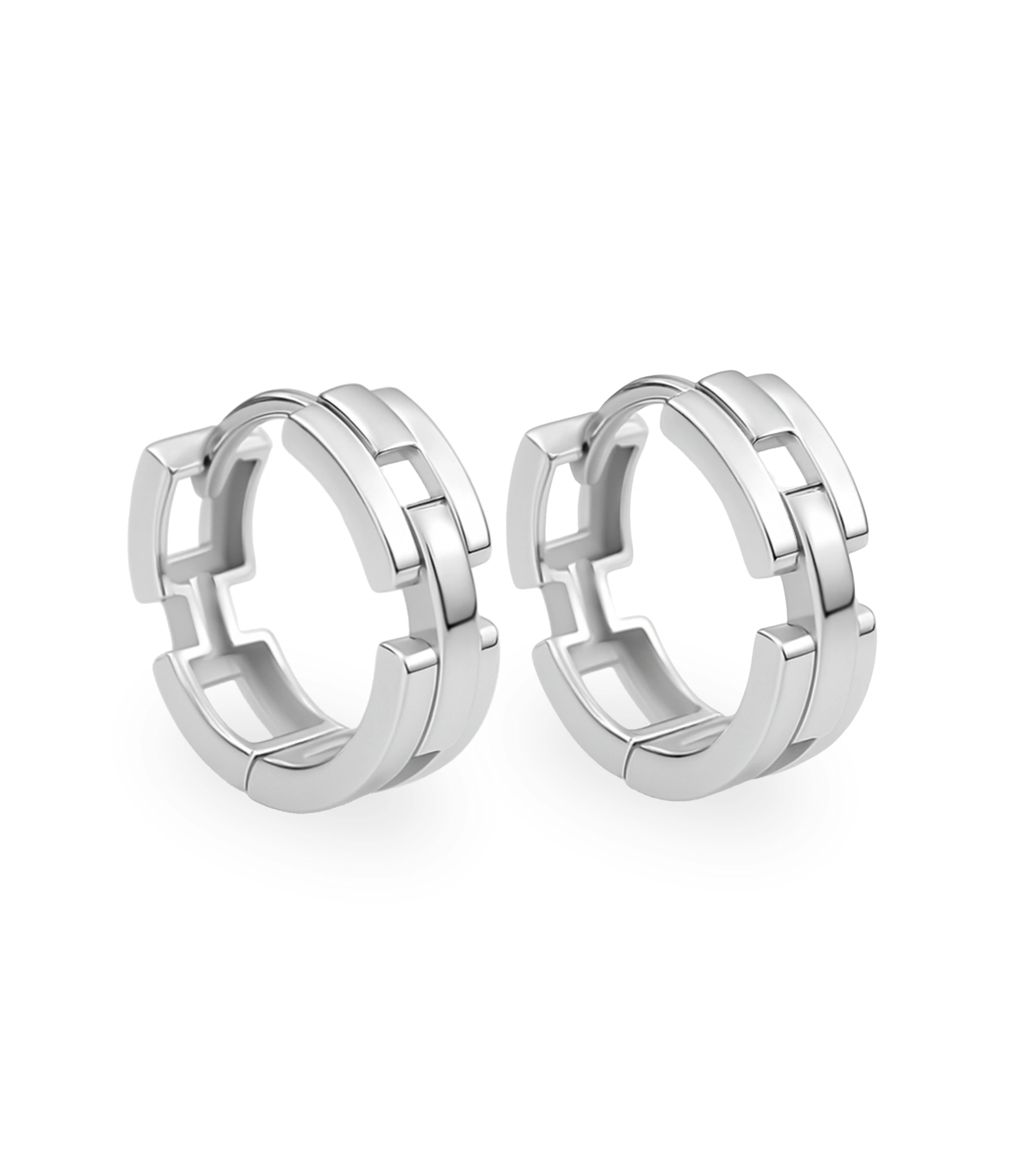 kolczyki kółeczka z białego złota - kolczyki łańcuszkowe