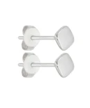 Kolczyki z białego złota 585 w kształcie kwadratu, płaskie i gładkie, o średnicy 0,35 cm. Minimalistyczne i uniwersalne, doskonałe do codziennego noszenia.