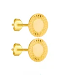 Złote kolczyki diamentowane w kształcie koła, minimalistyczne, eleganckie. Intensywnie błyszczą dzięki szlifowi diamentowemu, idealne na co dzień.