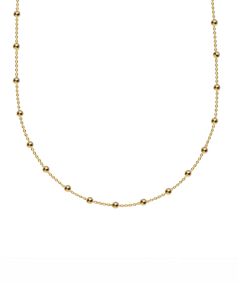 złoty naszyjnik 585 z frezowanymi kuleczkami Akebia