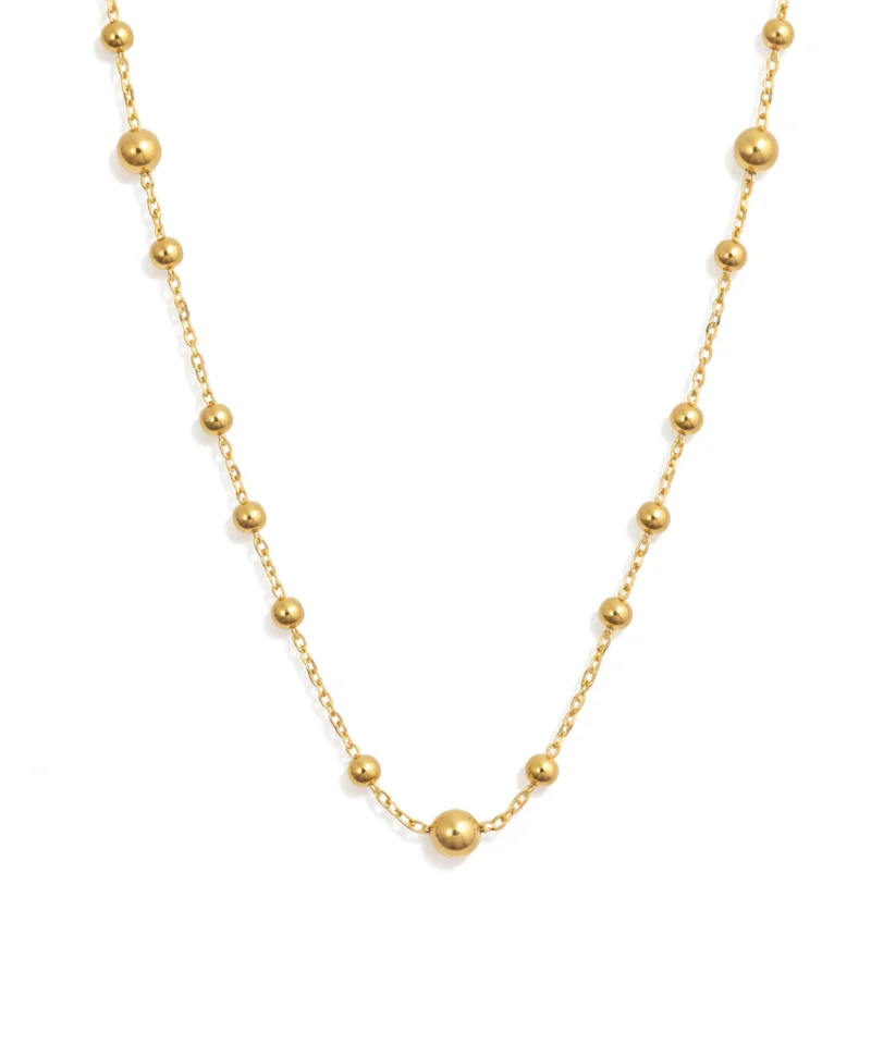 Złoty naszyjnik z kuleczkami w dwóch rozmiarach