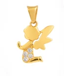 Wisiorek aniołek - wykonany ze złota 585 z cyrkoniami