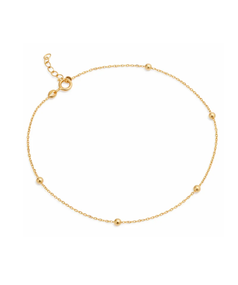 Złota bransoletka 585 na nogę, bransoletka cienka z kuleczkami