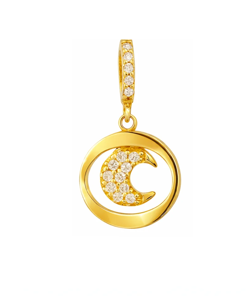 Złoty księżyc - wisiorek w kształcie księżyca z cyrkoniami