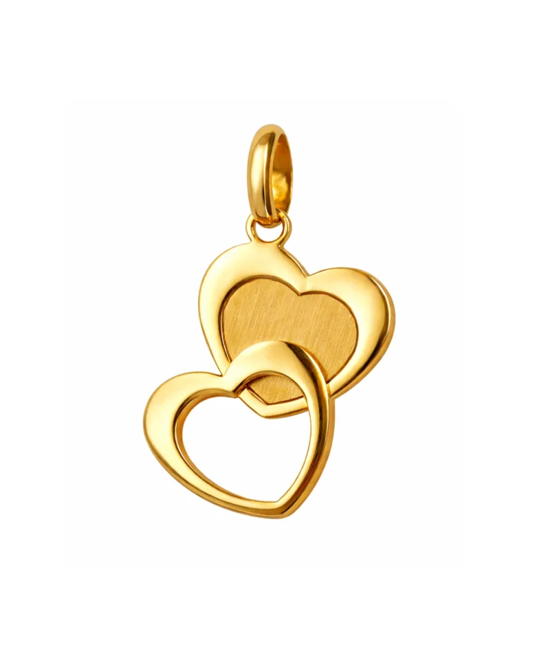 Złota zawieszka dwa serca 585