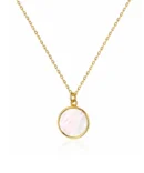 Naszyjnik ze złota z kółeczkiem wypełnionym masą perłową - na białym tle