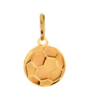 Złota zawieszka próby 585 w kształcie piłki nożnej. Sportowy symbol w eleganckiej odsłonie – idealny prezent dla fana futbolu lub gracza.