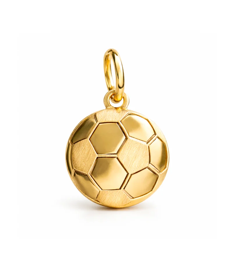 Złota zawieszka próby 585 w kształcie piłki nożnej. Sportowy symbol w eleganckiej odsłonie – idealny prezent dla fana futbolu lub gracza.