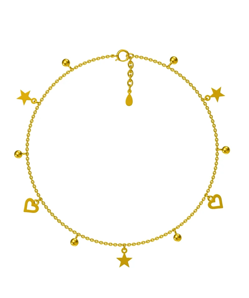 Bransoletka na nogę srebro pozłacane charmsy