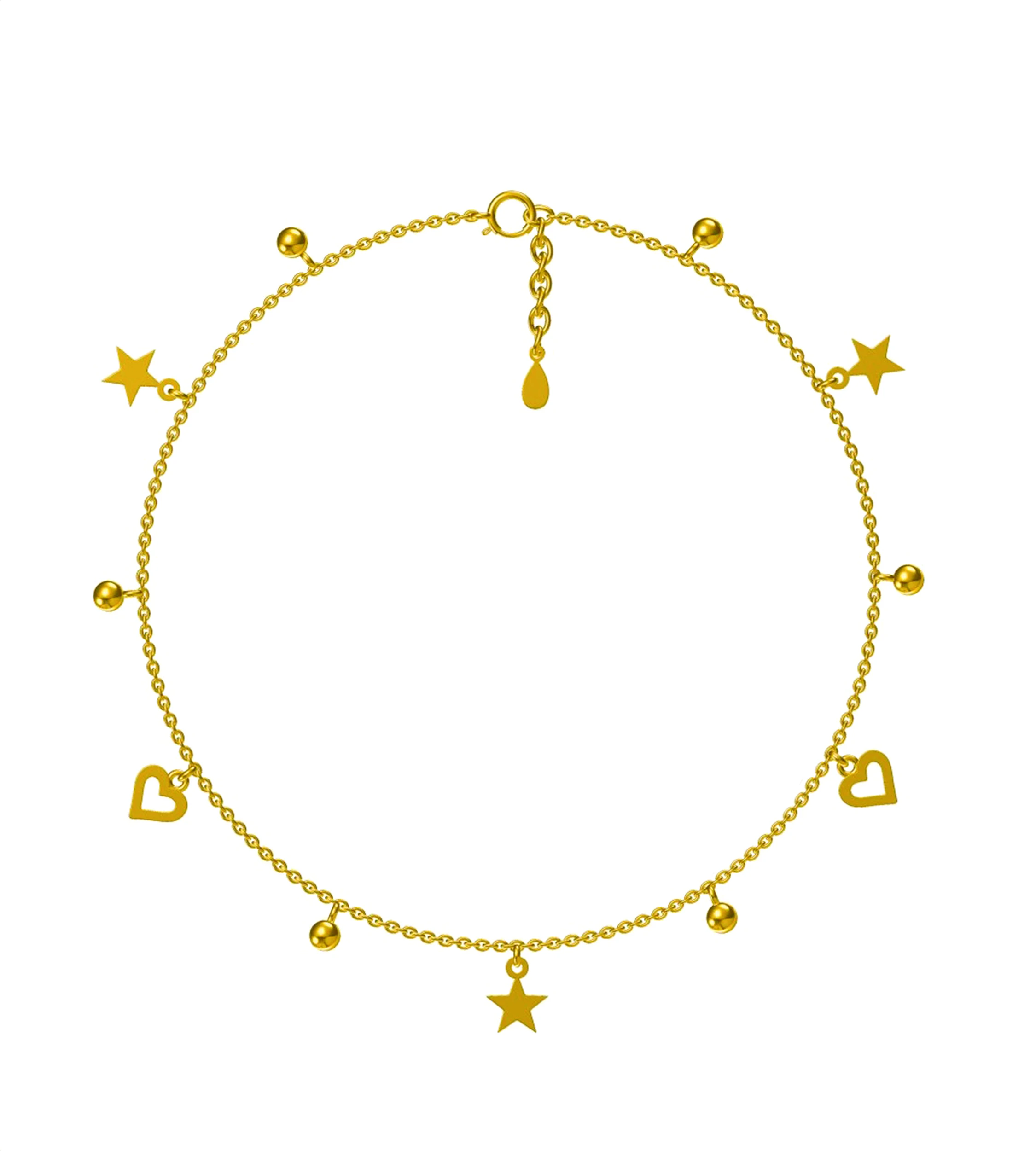 Bransoletka na nogę srebro pozłacane charmsy