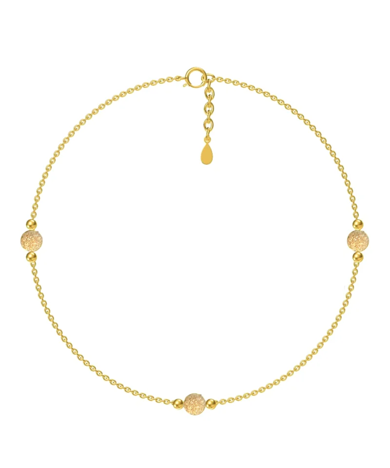 Bransoletka na nogę srebro pozłacane - młotkowana