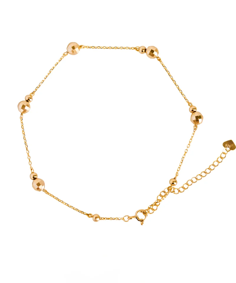 Bransoletka na nogę srebro pozłacane - diamentowana