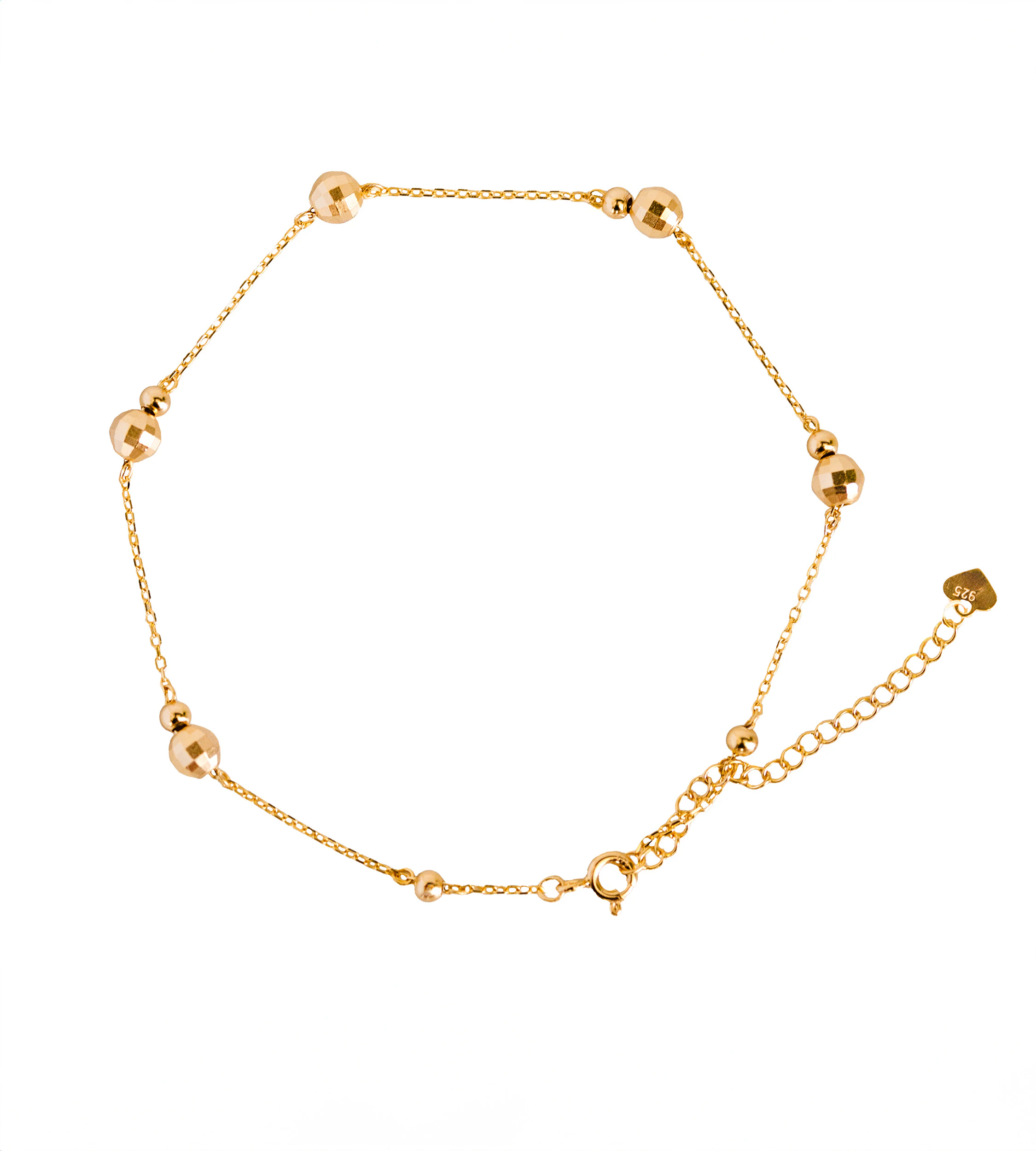 Bransoletka na nogę srebro pozłacane - diamentowana