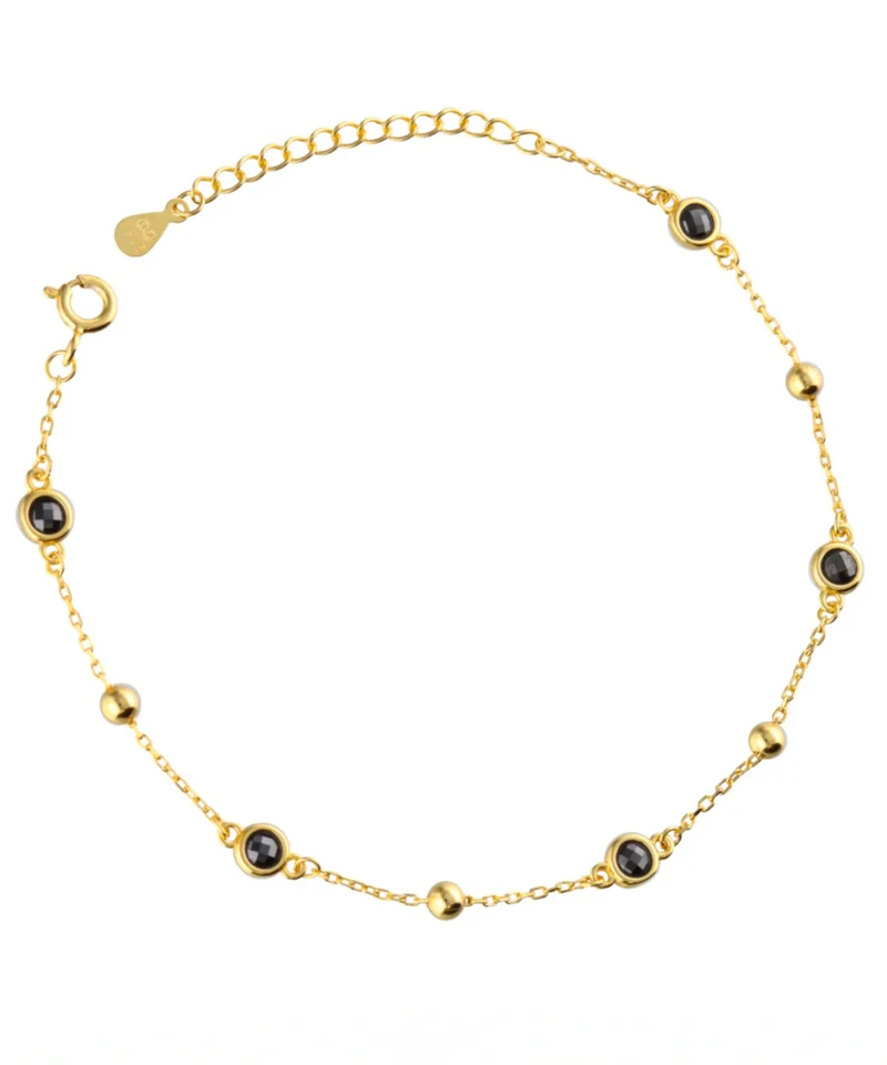 Bransoletka z czarnymi cyrkoniami srebrna pozłacana