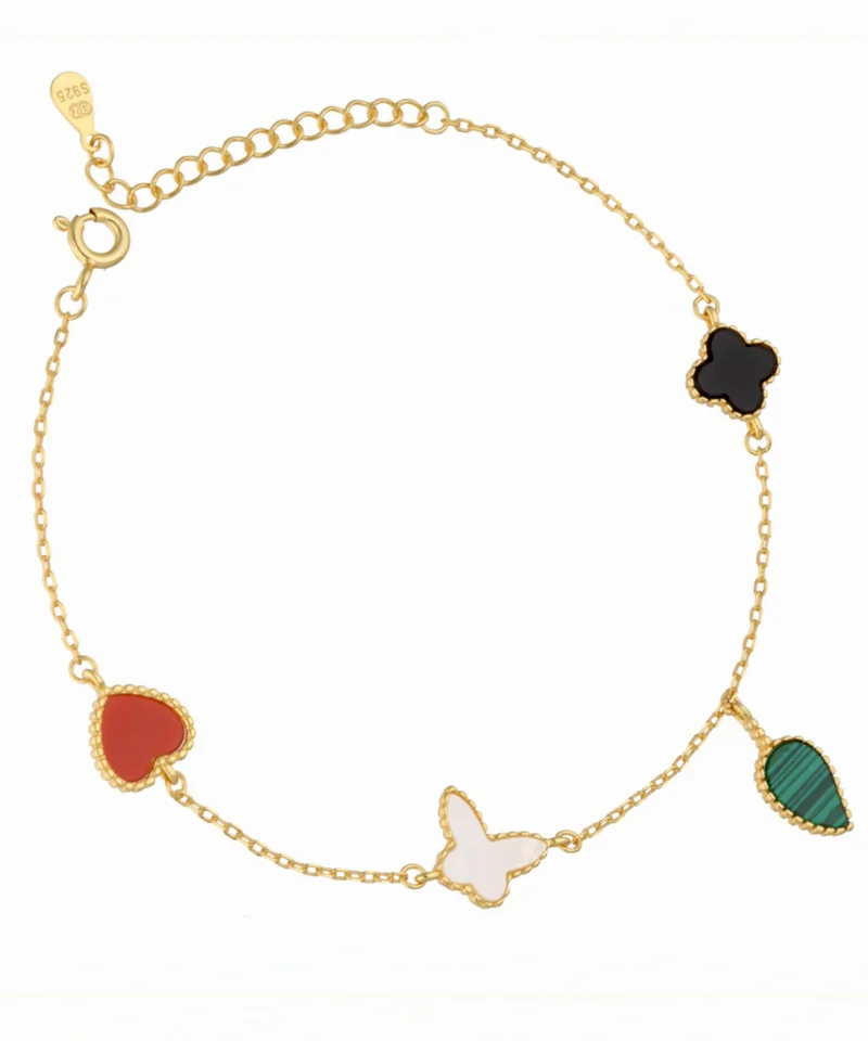 Bransoletka z charmsami srebrna pozłacana