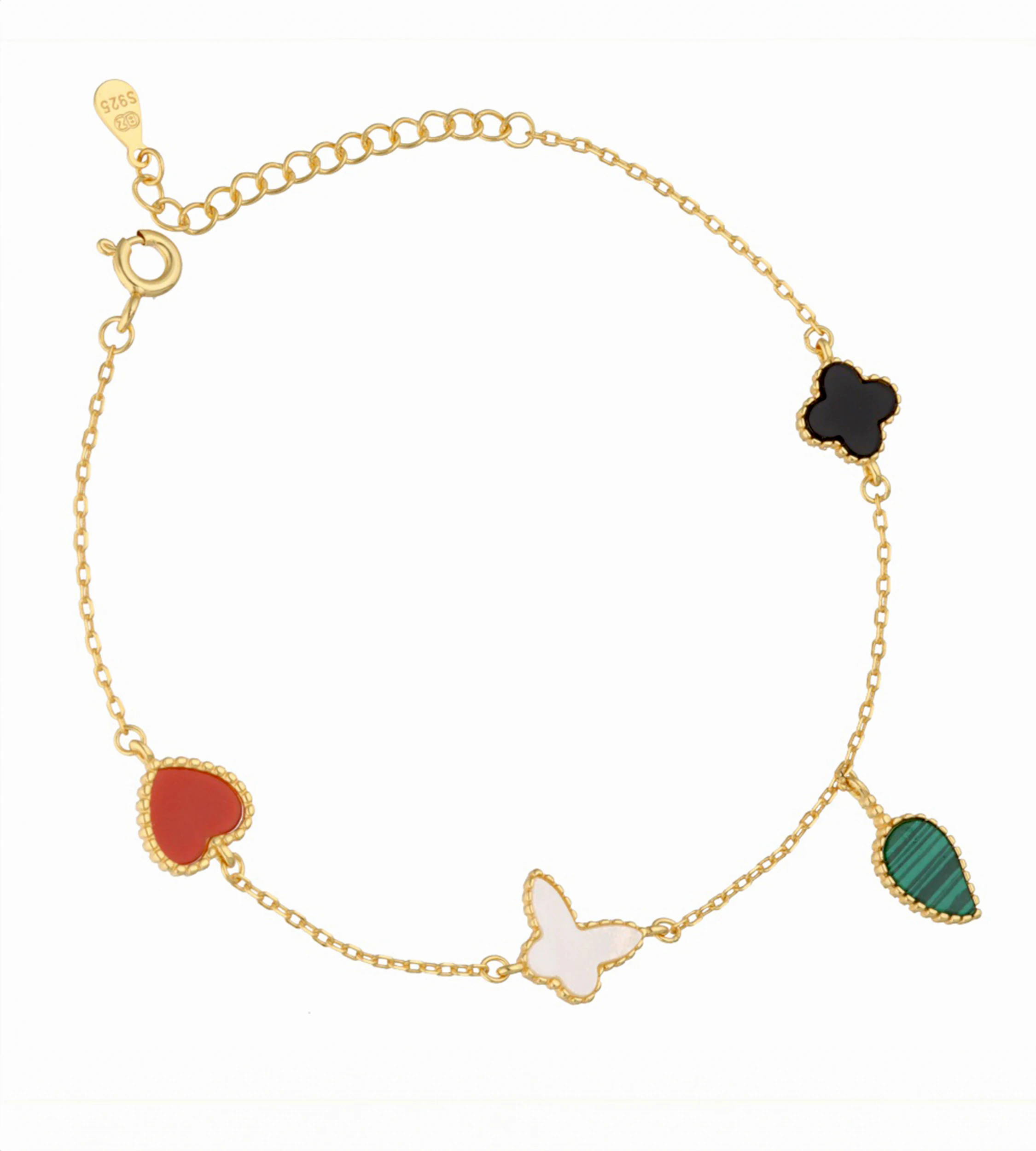 Bransoletka z charmsami srebrna pozłacana