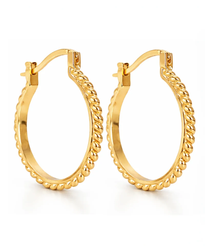 Kolczyki koła plecione srebro pozłacane