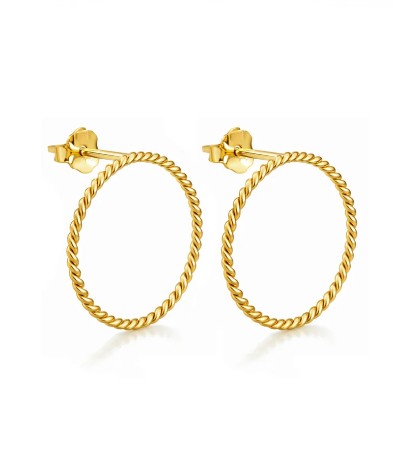 Kolczyki pozłacane koła skręcone