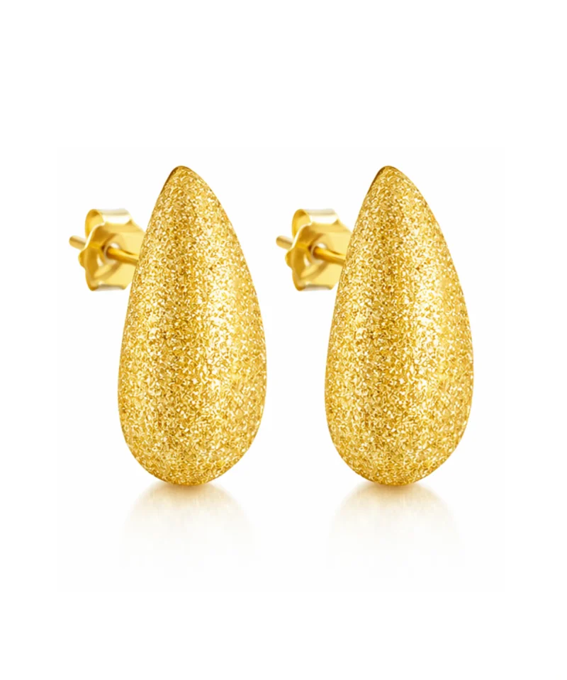 Kolczyki kropla pozłacane młotkowane