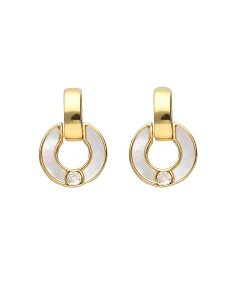 Kolczyki masa perłowa srebrne pozłacane