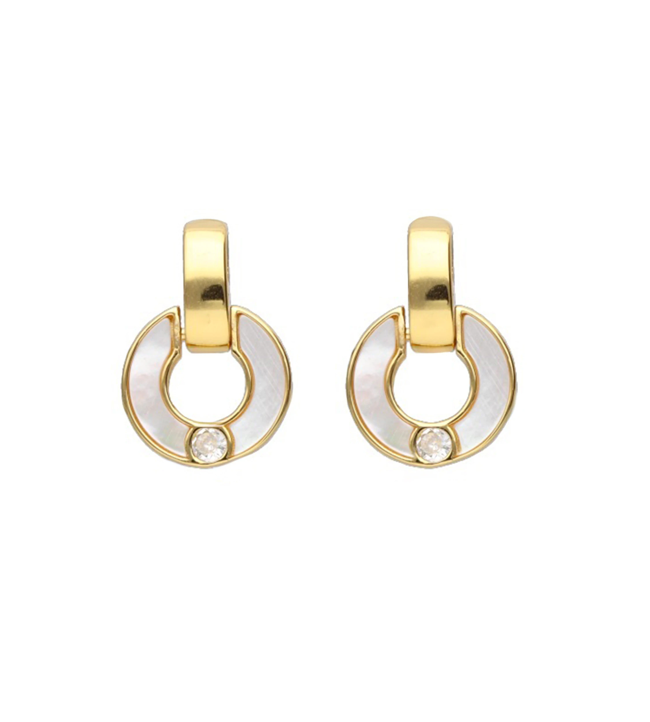 Kolczyki masa perłowa srebrne pozłacane