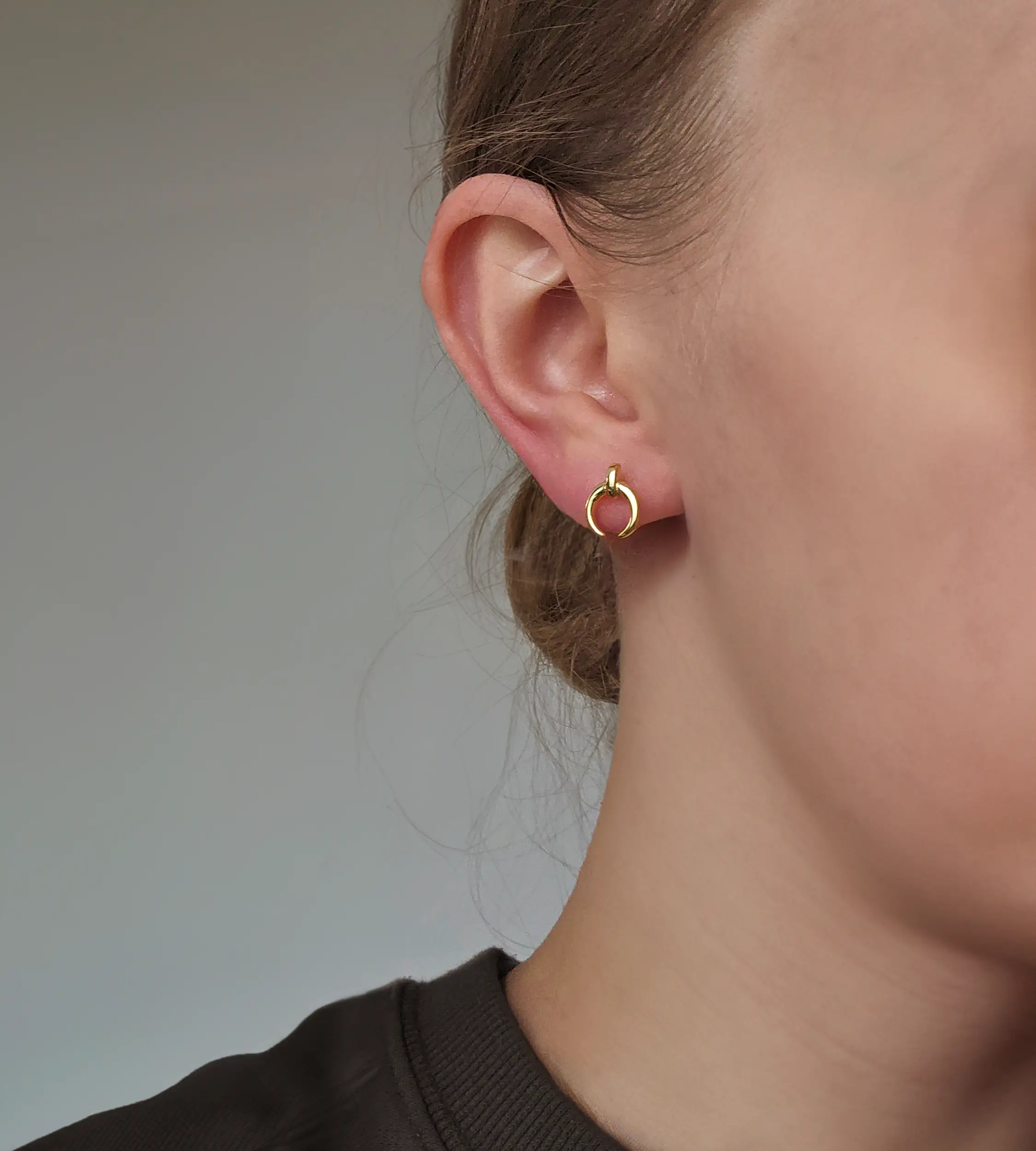 Kolczyki księżyc - srebrne pozłacane